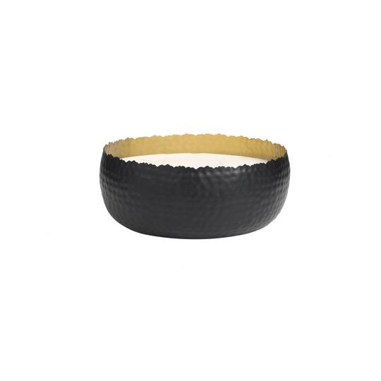 90oz Campfire Scented White 4 Wick Candle in Hammered Matte Black Bowl